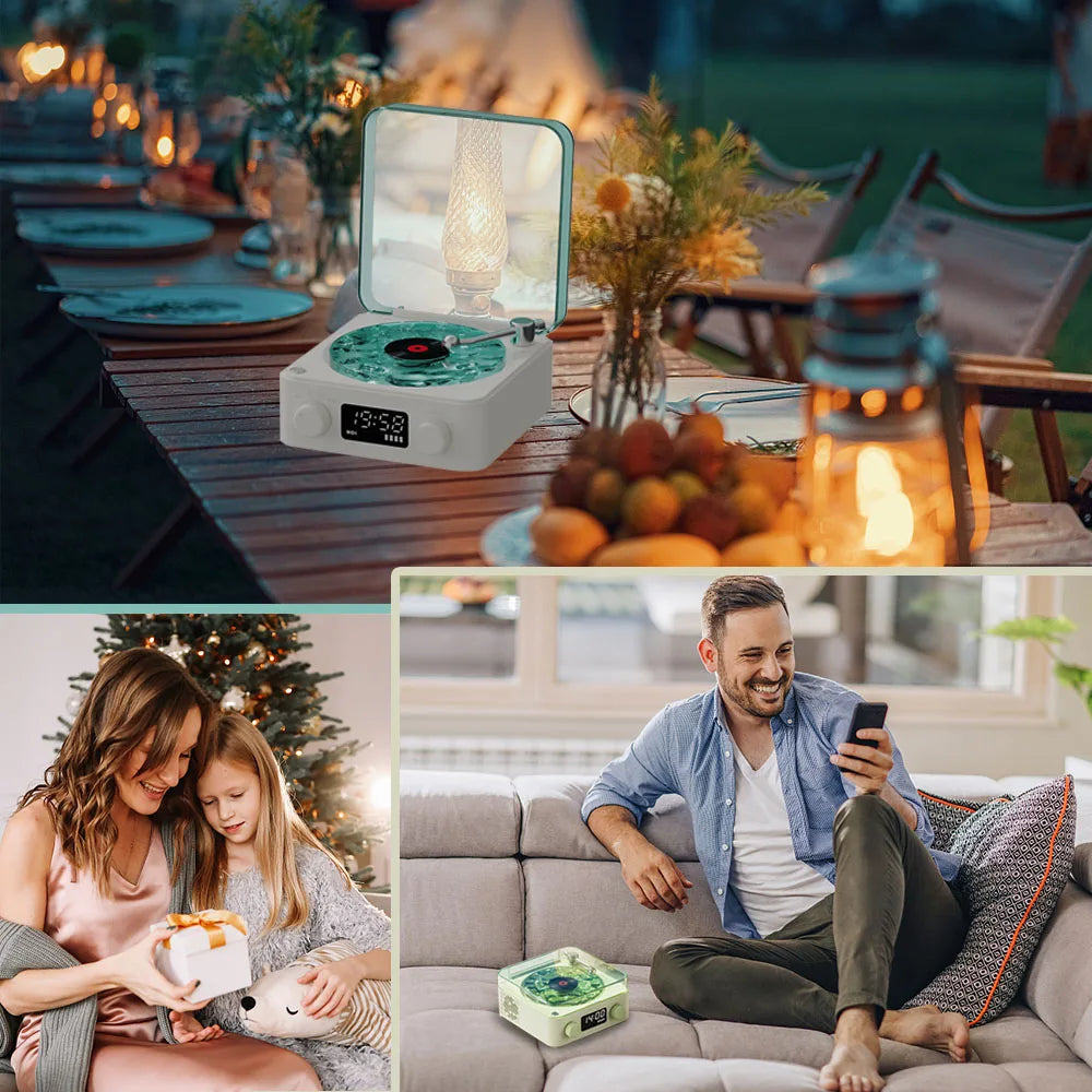 Mini Retro Bluetooth Speaker – Portable Sleep Aid with RGB Light, Subwoofer & TF Card Support