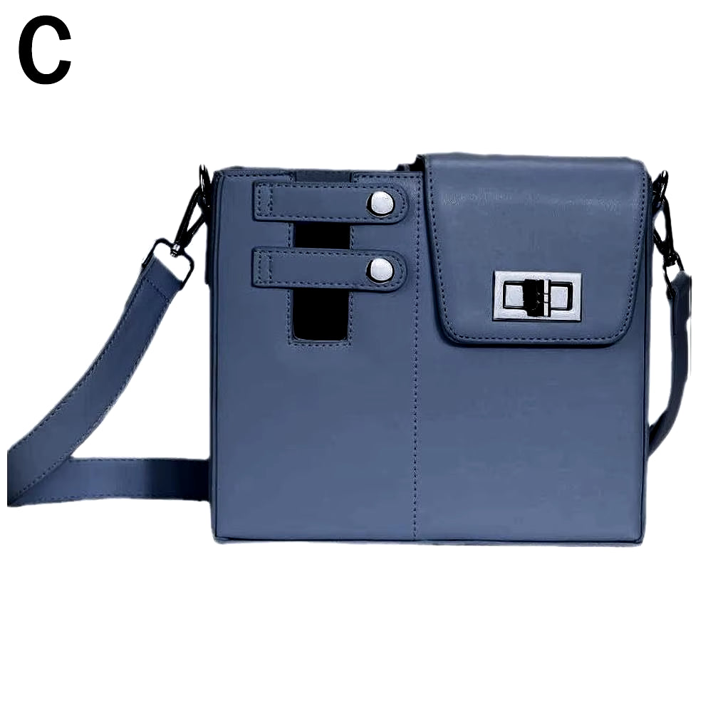 Portable Outdoor Crossbody Water Bottle Carrier, Adjustable Strap PU Leather Bag