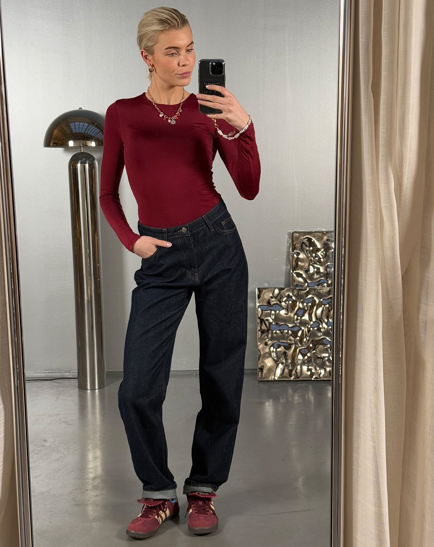 DENIM STRAIGHT LEG JEANS RIGID BLUE