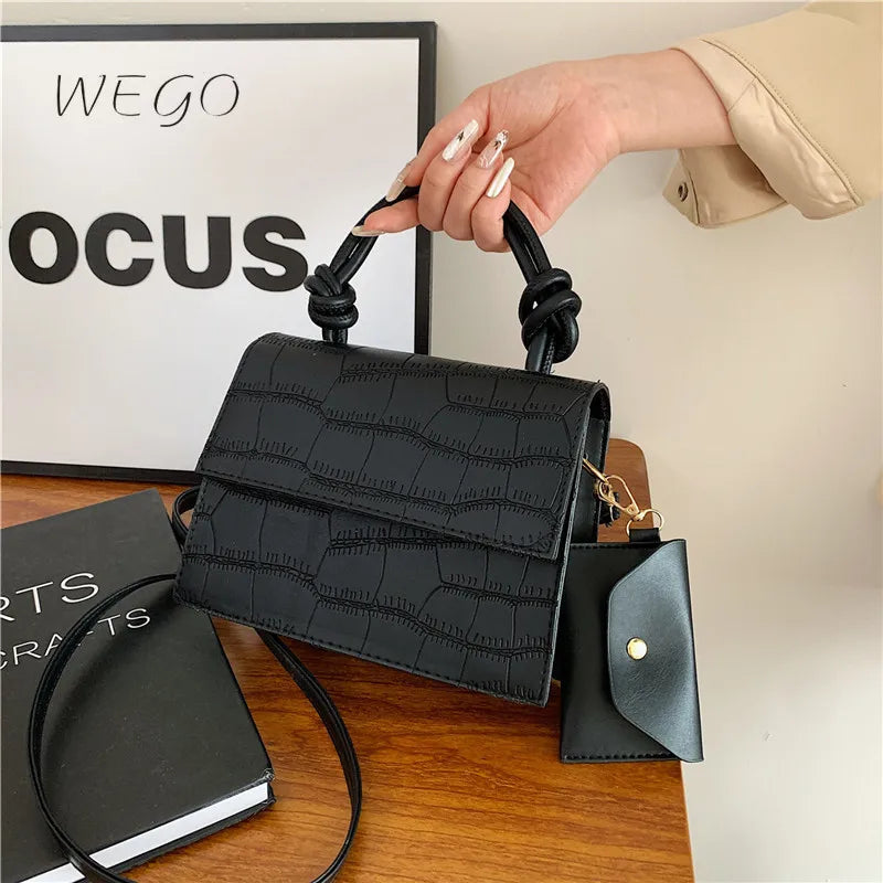 Alida Stone Pattern White Crossbody Bags