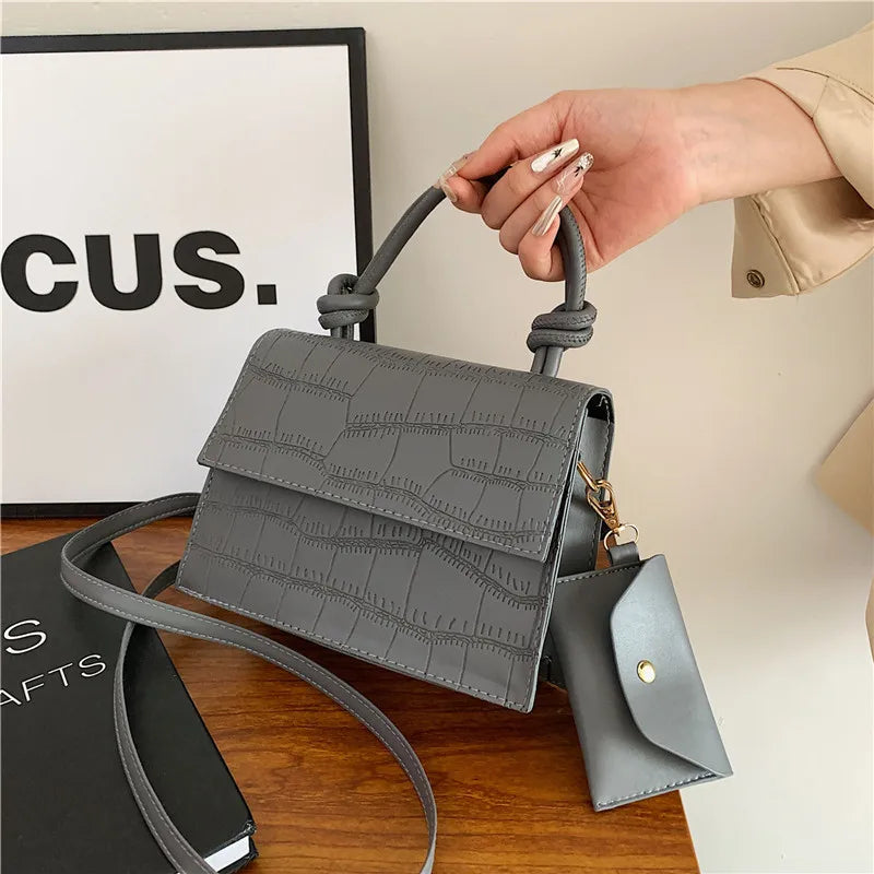 Alida Stone Pattern White Crossbody Bags