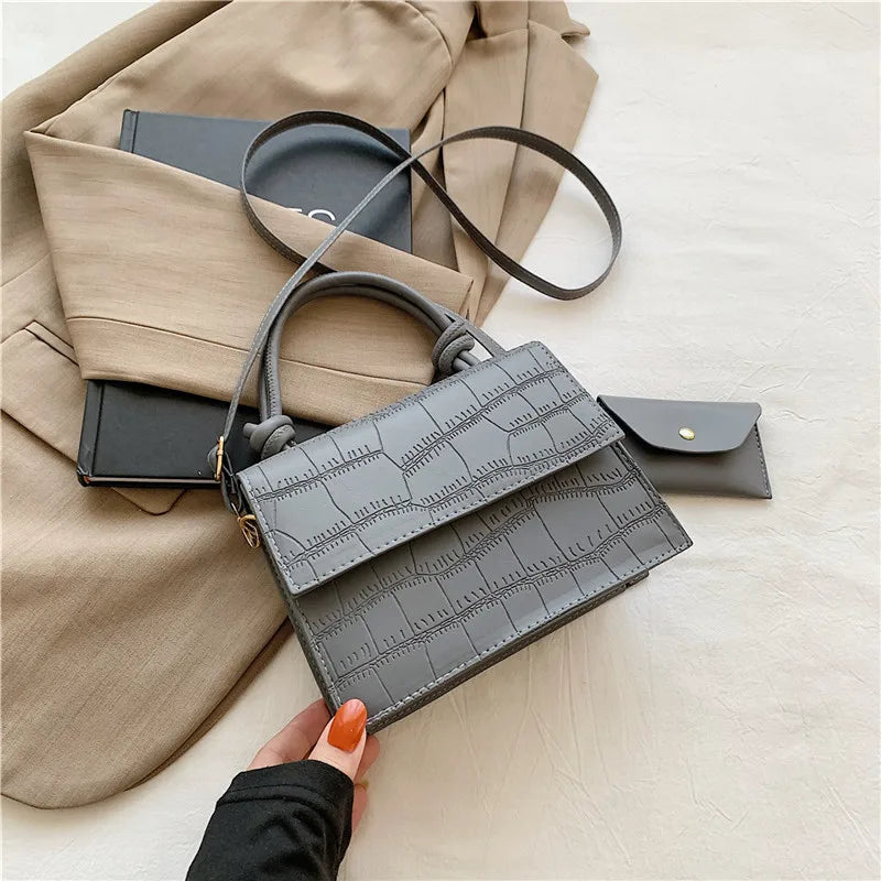 Alida Stone Pattern White Crossbody Bags