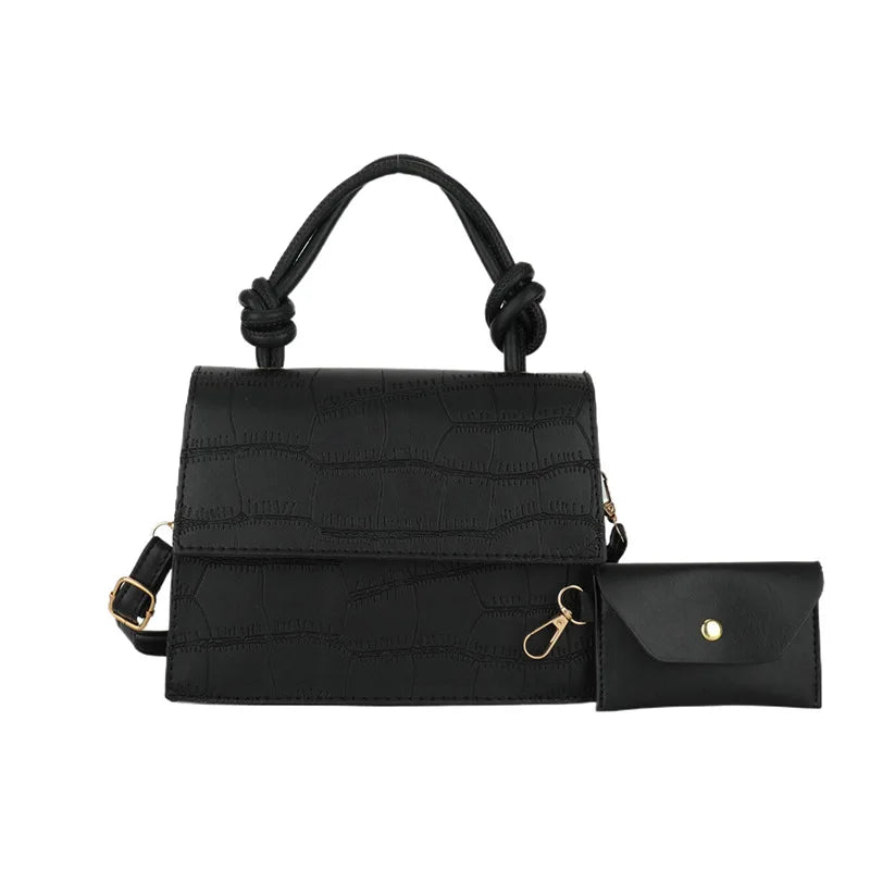 Alida Stone Pattern White Crossbody Bags