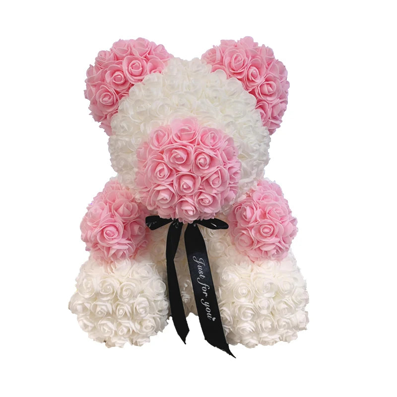 2024 Rose Bear Teddy - 40cm Heart-Shaped Artificial Rose Bear for Women | Perfect Valentine’s Day Gift"