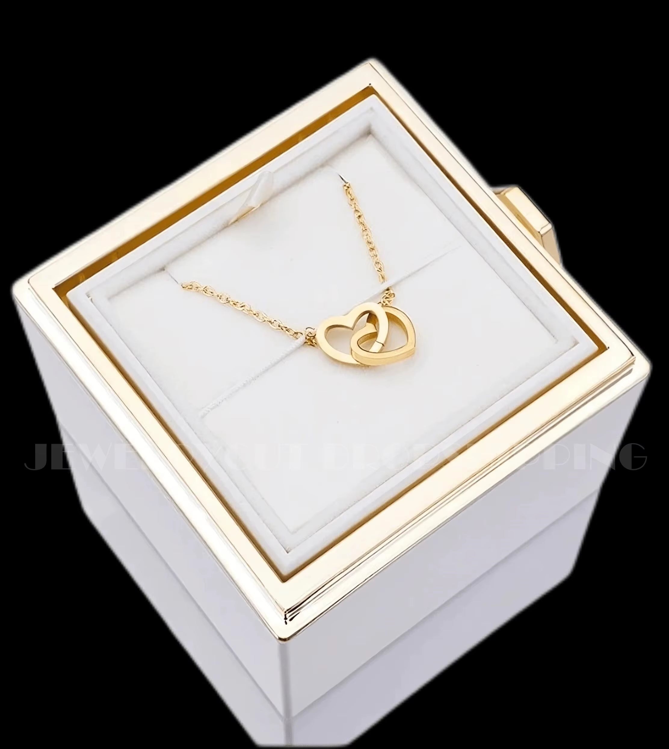 Rotaring Rose Box with Custom Double Heart Engraved Name