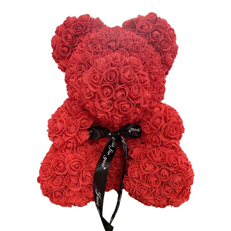 2024 Rose Bear Teddy - 40cm Heart-Shaped Artificial Rose Bear for Women | Perfect Valentine’s Day Gift"
